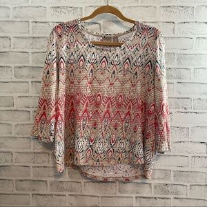 Chico's Scoop Neck Tee Shirt Chico's Size 2 Red White and Blue #WB330